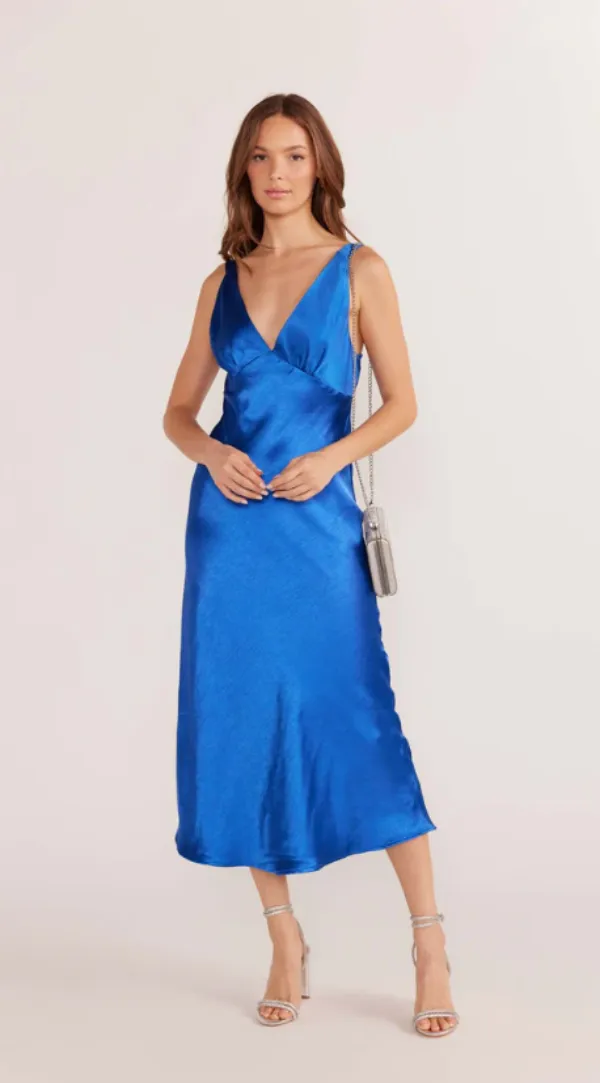 Aoki Bias Slip Dress Sapphire Blue