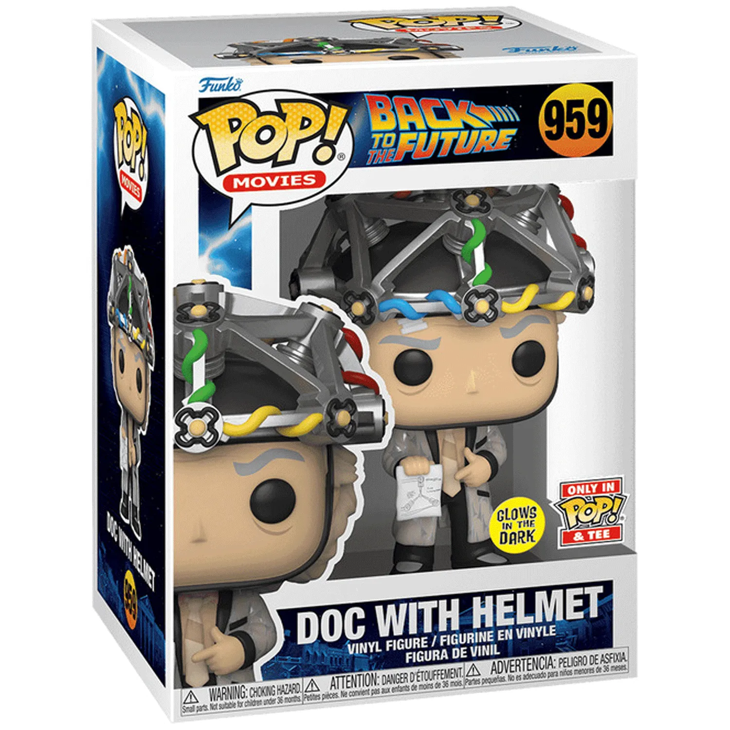 Back To The Future Doc Brown with Helmet Pop! Vinyl and Tee Set