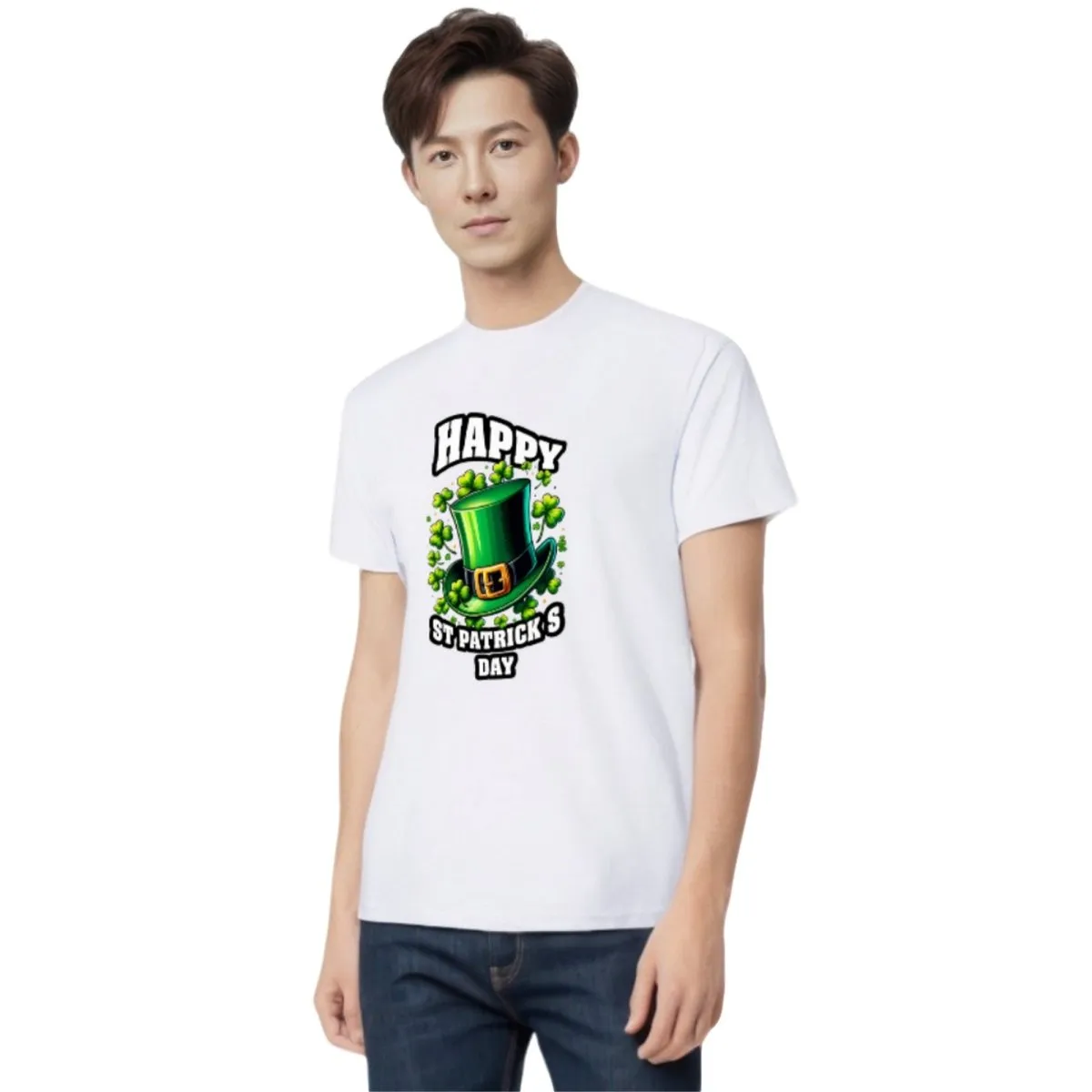 Classic White St. Patrick's Day Top Hat & Shamrocks T-Shirt