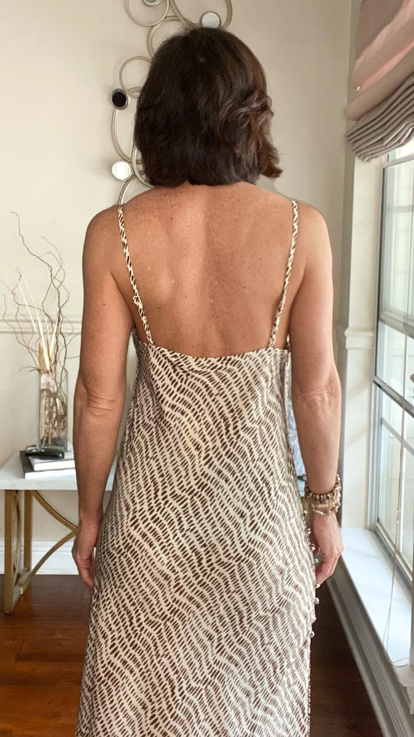Cream Spotted Midi Slip Dress