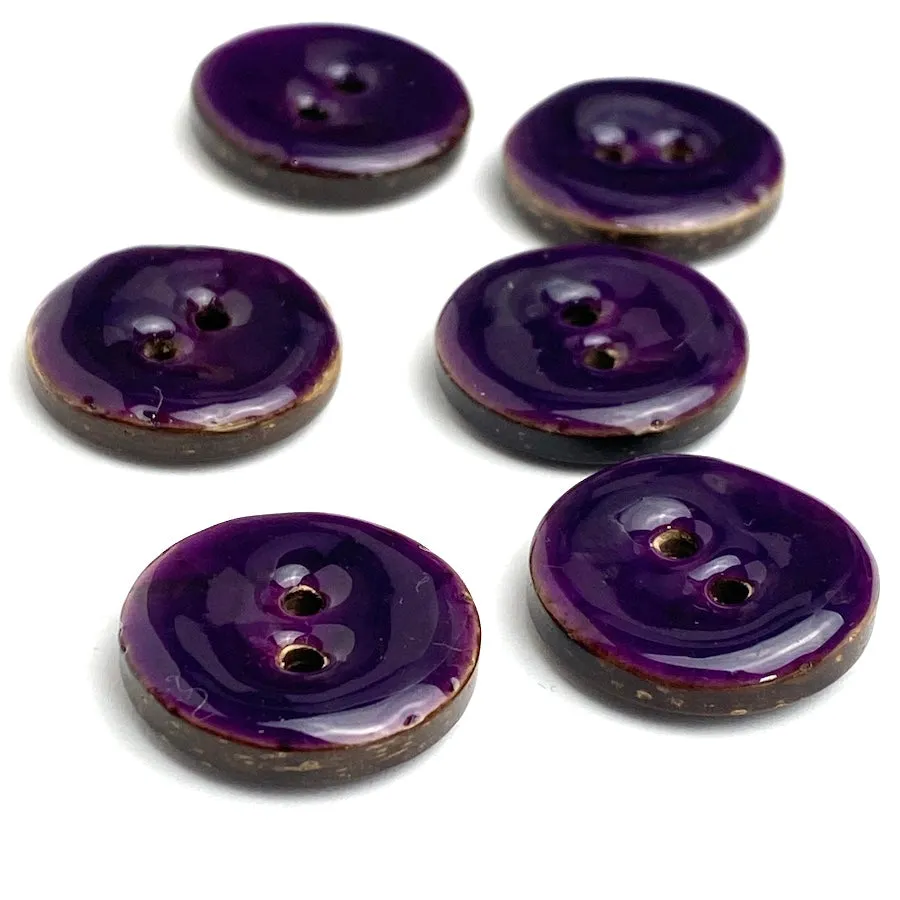 Dark Purple Shiny Round 2-Hole Coconut Button 11/16"   #SWC-117