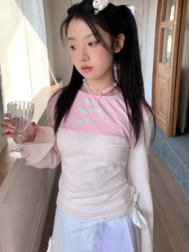 Long sleeve T-shirt and shiny skirt【s0000006508】