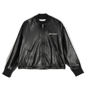Palm Angels Kids Coated Track Crop Jacket