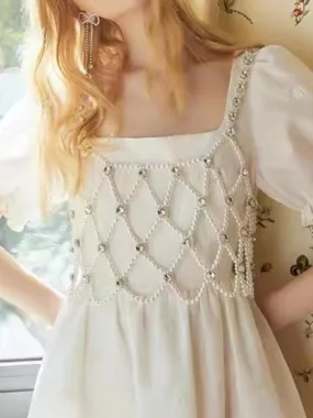 Peal Top Sleeveless Backless Beaded Vest