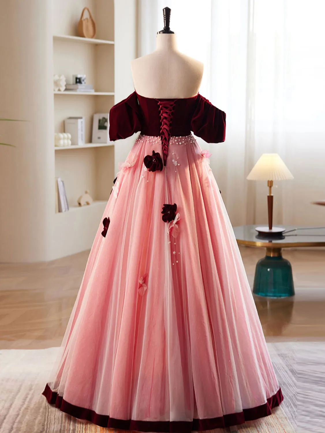Sweet Occasion Peach Pink Off The Shoulder A-line Prom Dress