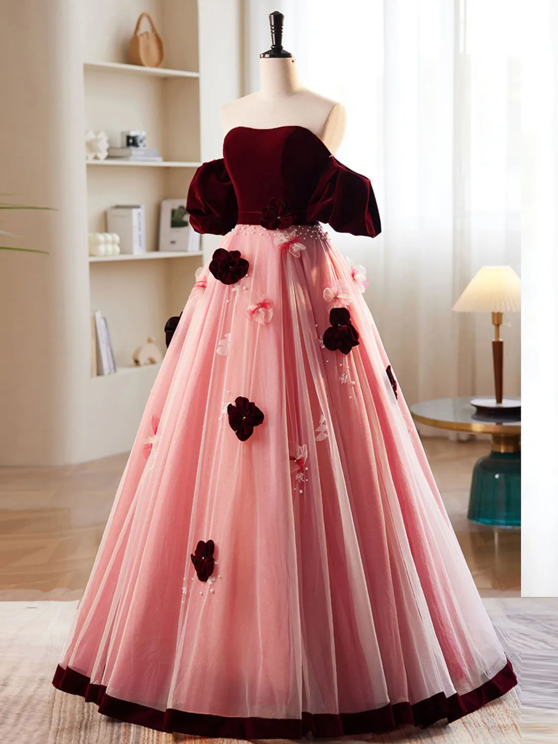 Sweet Occasion Peach Pink Off The Shoulder A-line Prom Dress