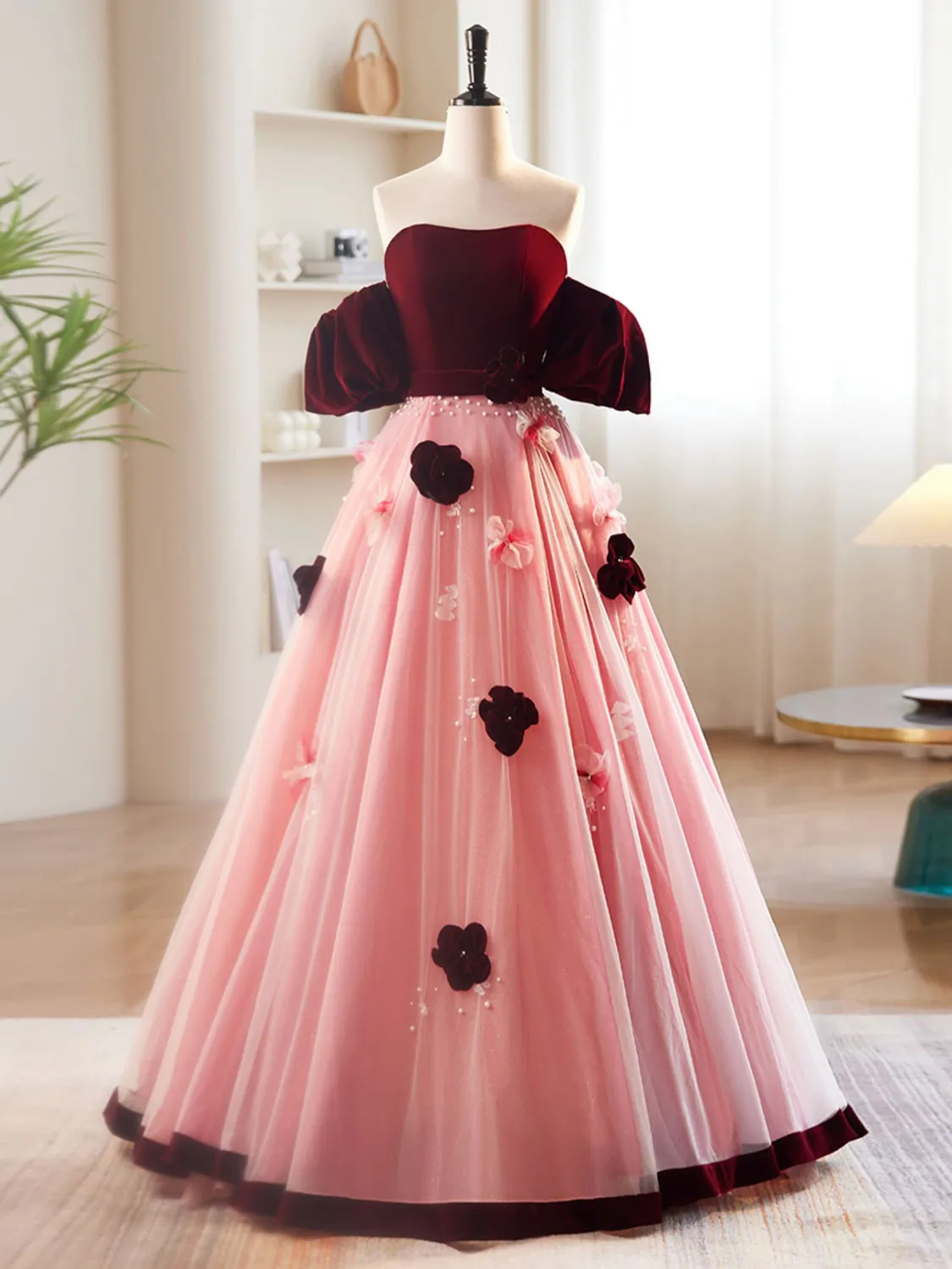 Sweet Occasion Peach Pink Off The Shoulder A-line Prom Dress